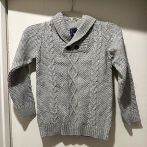 Janie and Jack Gray Sweater Thick Cotton/Wool Blend Youth 7 Shawl Collar Boys 7